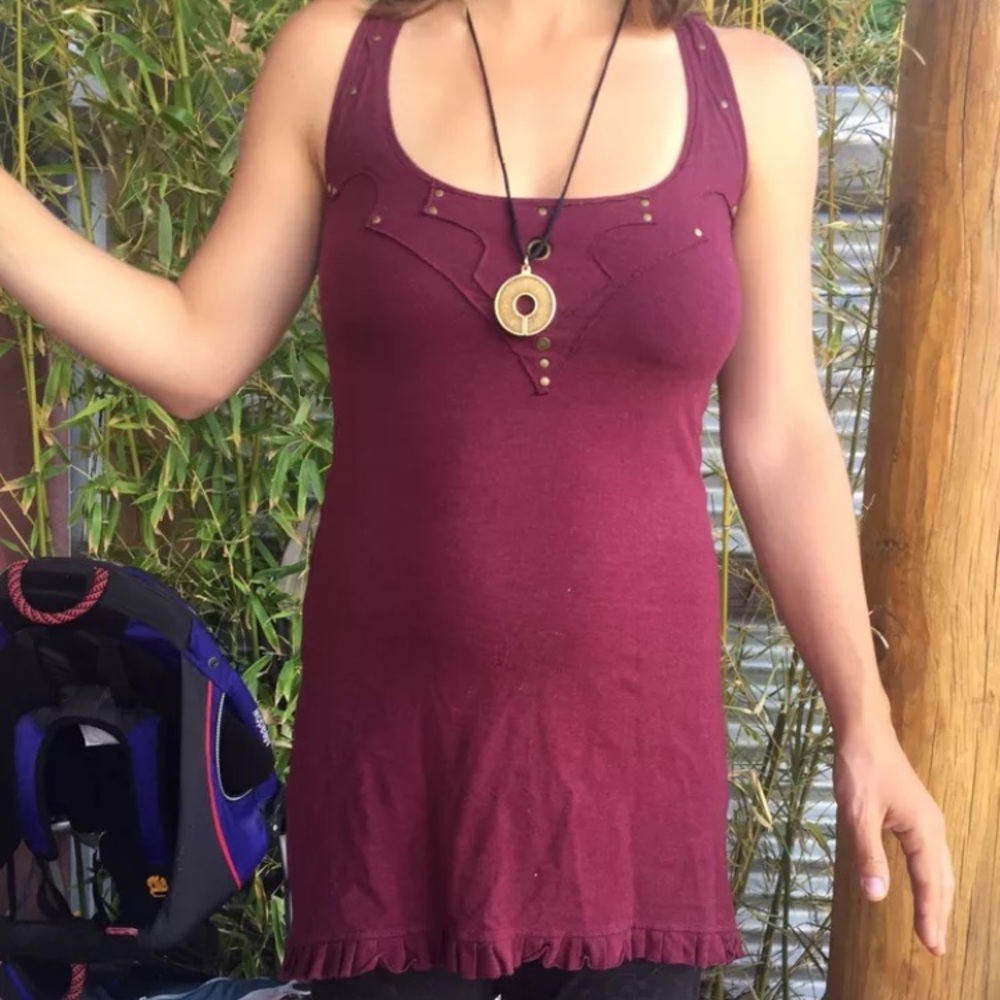 Maha Devi burgundy organic cotton dress- Small